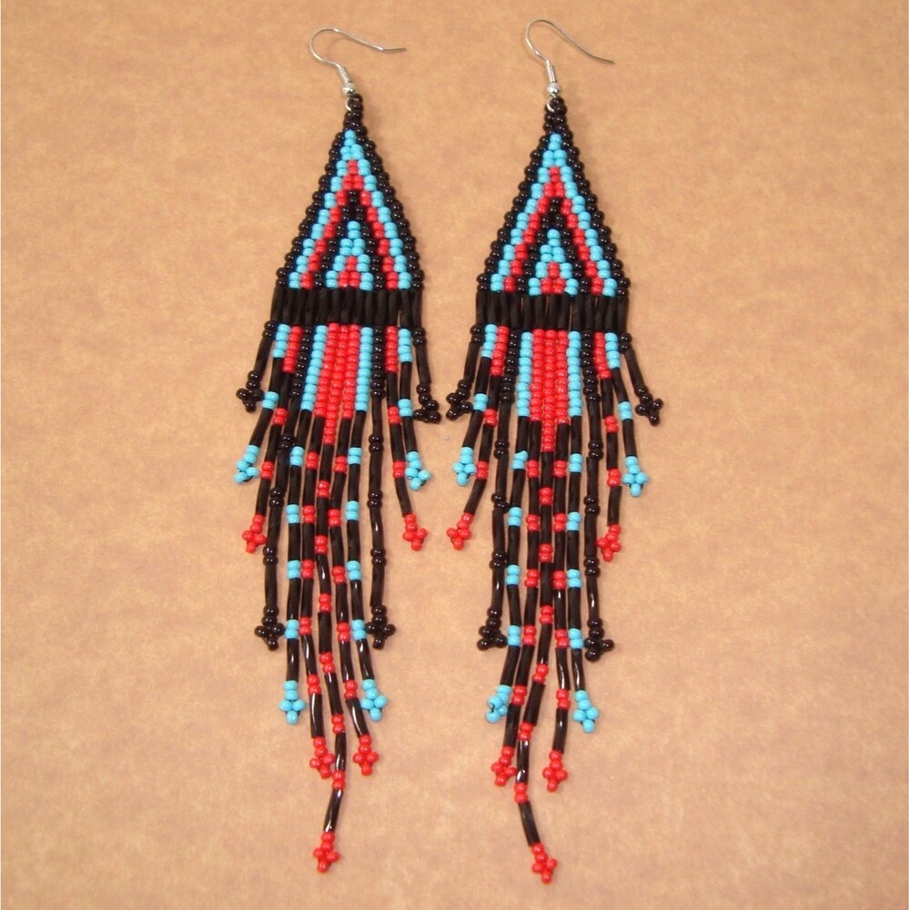 NEW Artisan Handmade Southwestern Inspired Beaded Fringe Earrings